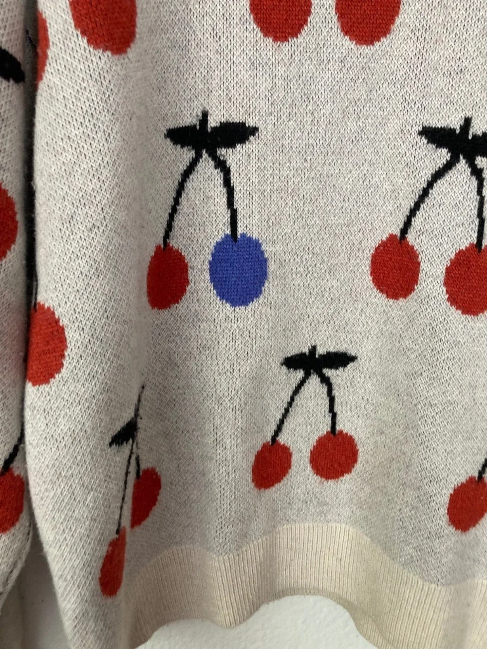 Madewell Cherry Sweater Pullover Merino Wool Alpaca Blend Small Boxy Twee
